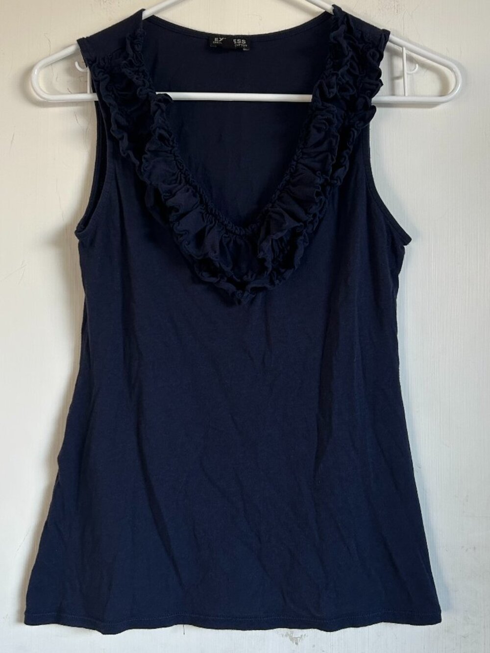 Express - Navy Blue Ruffle Tank